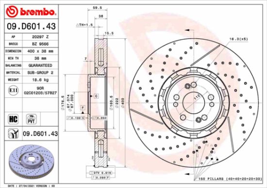 Obrázok Brzdový kotúč BREMBO TWO-PIECE DISCS LINE 09D60143