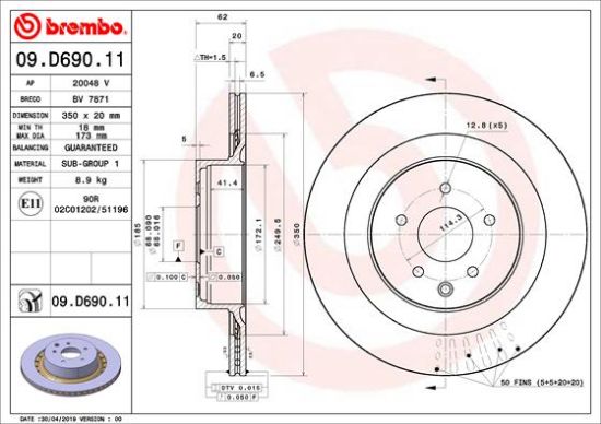 Obrázok Brzdový kotúč BREMBO COATED DISC LINE 09D69011