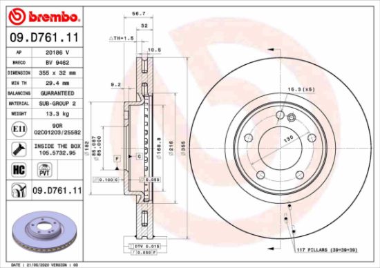 Obrázok Brzdový kotúč BREMBO COATED DISC LINE 09D76111