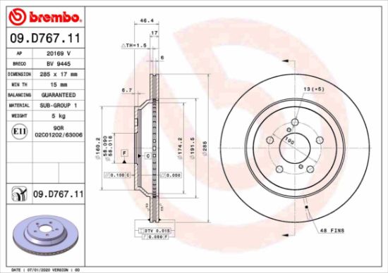 Obrázok Brzdový kotúč BREMBO COATED DISC LINE 09D76711