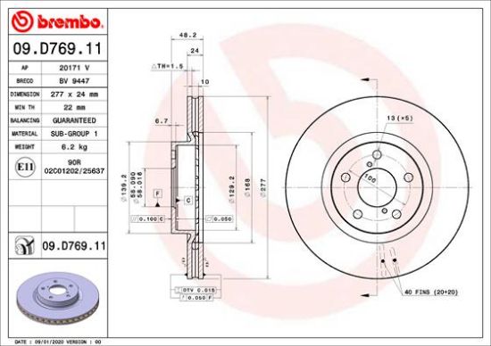 Obrázok Brzdový kotúč BREMBO COATED DISC LINE 09D76911
