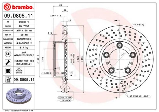Obrázok Brzdový kotúč BREMBO COATED DISC LINE 09D80511