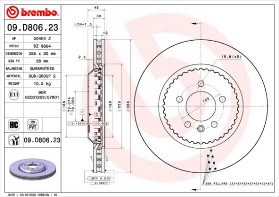 Obrázok Brzdový kotúč BREMBO PRIME LINE - Lightweight 09D80623