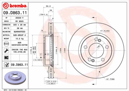 Obrázok Brzdový kotúč BREMBO COATED DISC LINE 09D86311