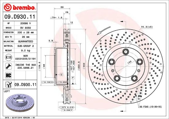 Obrázok Brzdový kotúč BREMBO COATED DISC LINE 09D93011