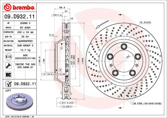 Obrázok Brzdový kotúč BREMBO COATED DISC LINE 09D93211