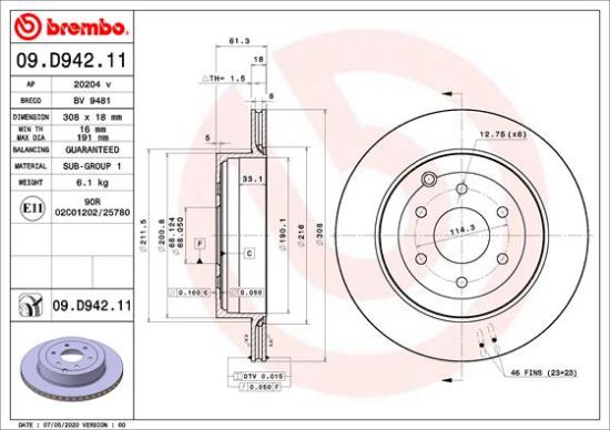 Obrázok Brzdový kotúč BREMBO COATED DISC LINE 09D94211