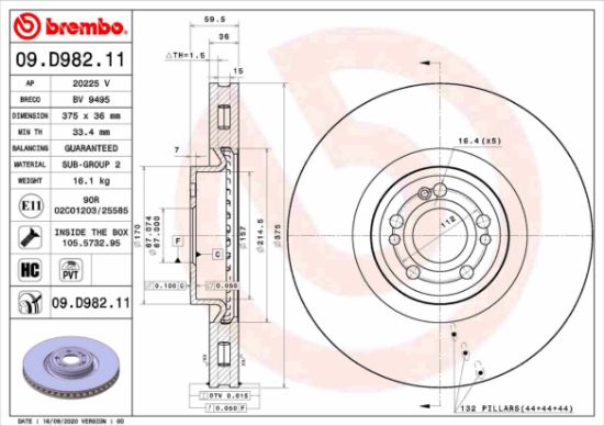 Obrázok Brzdový kotúč BREMBO COATED DISC LINE 09D98211