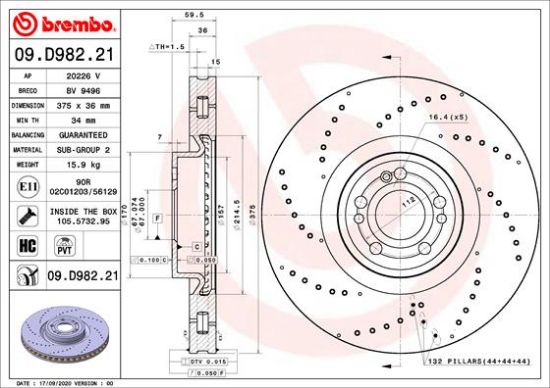 Obrázok Brzdový kotúč BREMBO COATED DISC LINE 09D98221