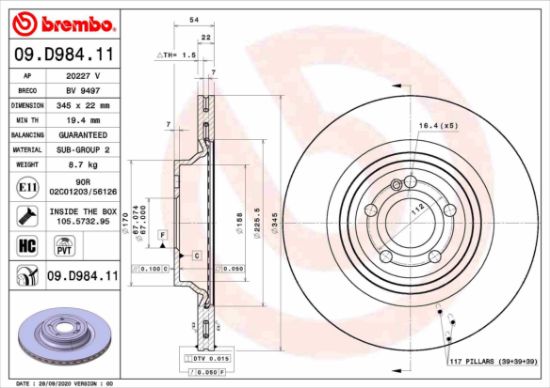 Obrázok Brzdový kotúč BREMBO COATED DISC LINE 09D98411