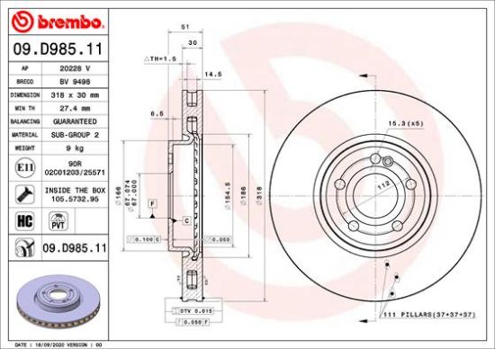 Obrázok Brzdový kotúč BREMBO COATED DISC LINE 09D98511