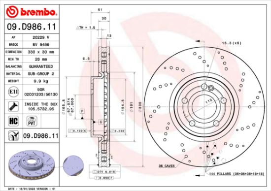 Obrázok Brzdový kotúč BREMBO COATED DISC LINE 09D98611