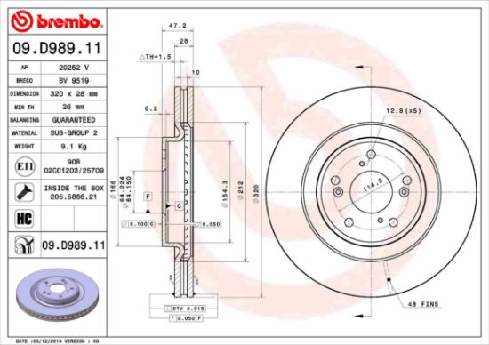 Obrázok Brzdový kotúč BREMBO COATED DISC LINE 09D98911