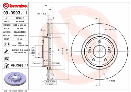 Obrázok Brzdový kotúč BREMBO COATED DISC LINE 09D99311