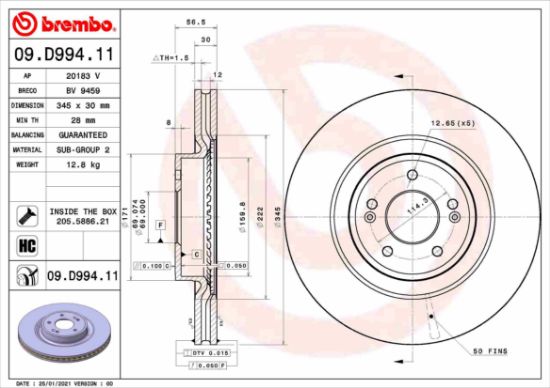 Obrázok Brzdový kotúč BREMBO COATED DISC LINE 09D99411