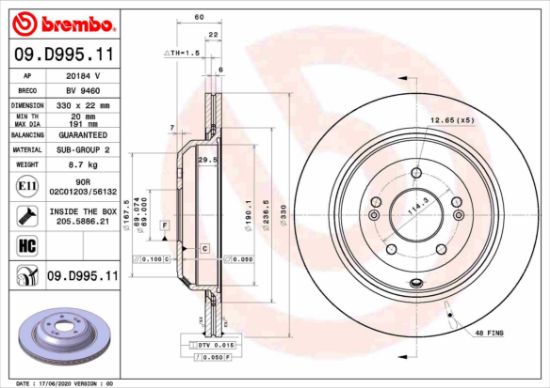 Obrázok Brzdový kotúč BREMBO COATED DISC LINE 09D99511