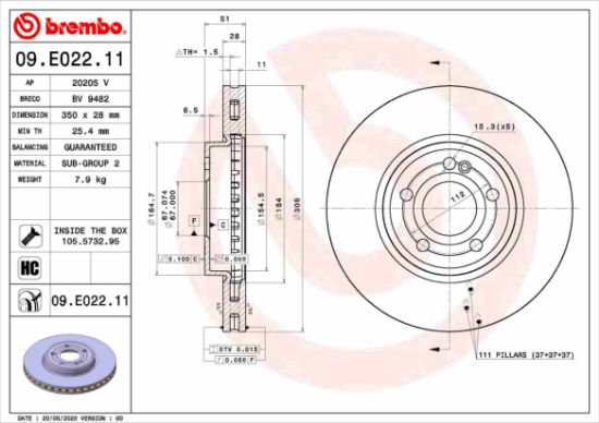 Obrázok Brzdový kotúč BREMBO COATED DISC LINE 09E02211