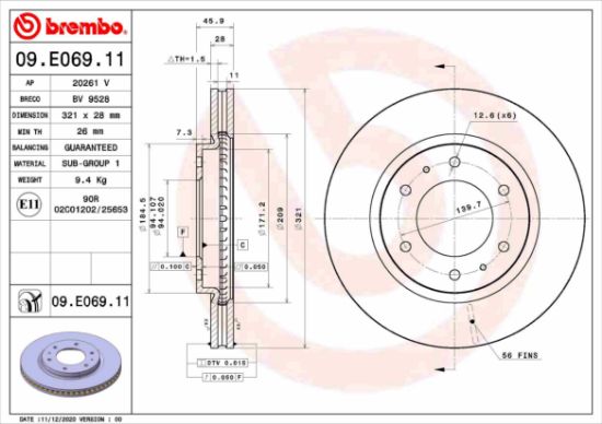 Obrázok Brzdový kotúč BREMBO COATED DISC LINE 09E06911