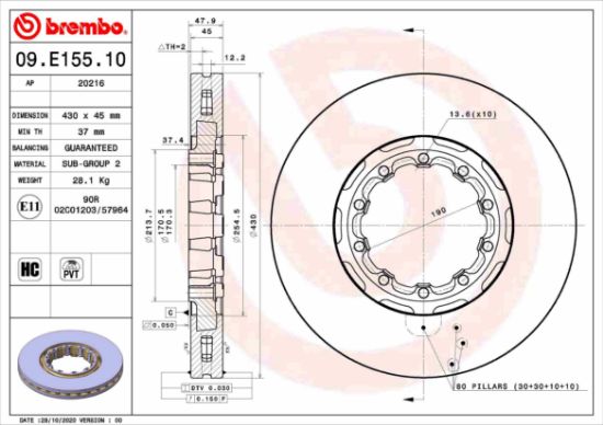 Obrázok Brzdový kotúč BREMBO  09E15510