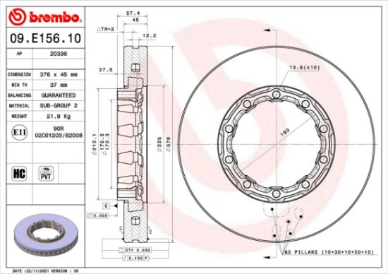 Obrázok Brzdový kotúč BREMBO  09E15610