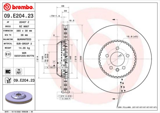 Obrázok Brzdový kotúč BREMBO PRIME LINE - Lightweight 09E20423