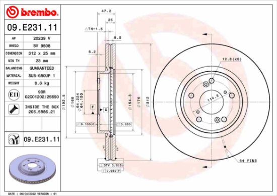 Obrázok Brzdový kotúč BREMBO COATED DISC LINE 09E23111