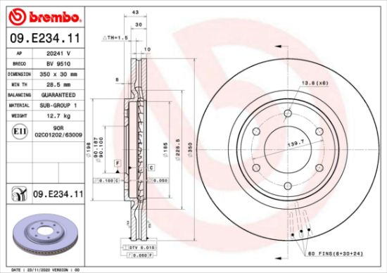 Obrázok Brzdový kotúč BREMBO COATED DISC LINE 09E23411