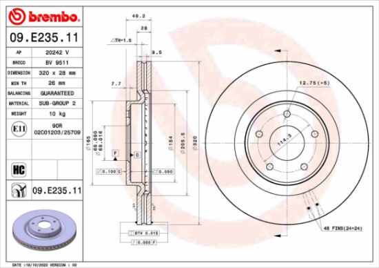 Obrázok Brzdový kotúč BREMBO COATED DISC LINE 09E23511