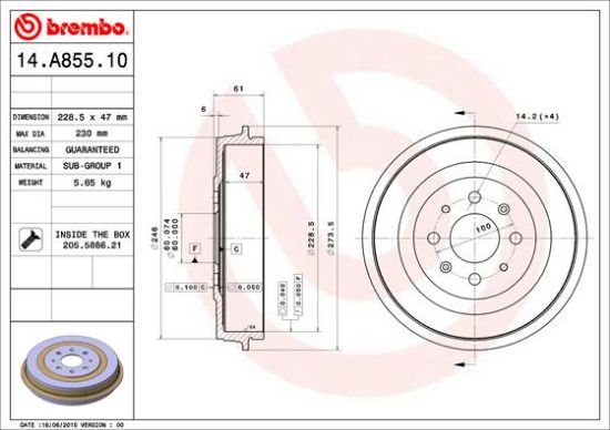 Obrázok Brzdový bubon BREMBO  14A85510