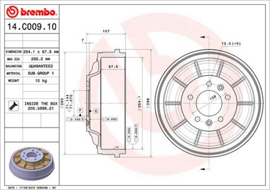 Obrázok Brzdový bubon BREMBO  14C00910