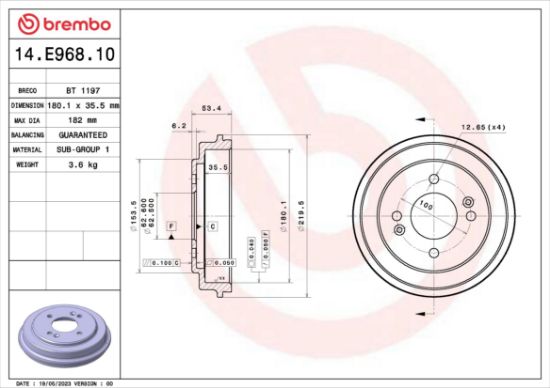 Obrázok Brzdový bubon BREMBO ESSENTIAL LINE 14E96810