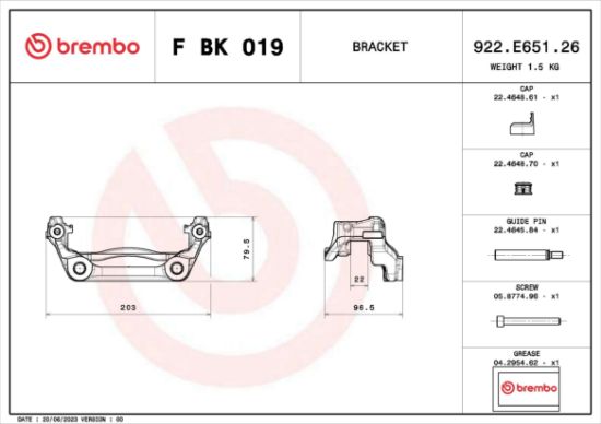 Obrázok Sada drżiakov brzd. strmeňov BREMBO  FBK019
