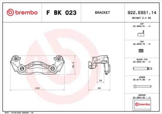Obrázok Sada drżiakov brzd. strmeňov BREMBO  FBK023