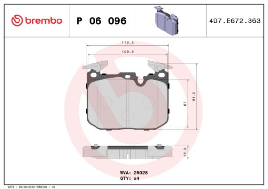 Obrázok Sada brzdových platničiek kotúčovej brzdy BREMBO  XTRA LINE P06096X