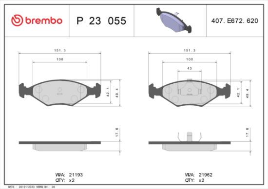 Obrázok Sada brzdových platničiek kotúčovej brzdy BREMBO  P23055