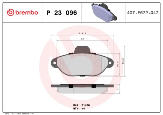 Obrázok Sada brzdových platničiek kotúčovej brzdy BREMBO  P23096
