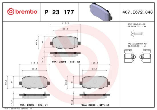 Obrázok Sada brzdových platničiek kotúčovej brzdy BREMBO  P23177