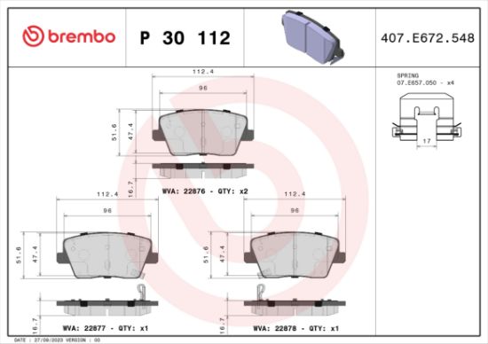 Obrázok Sada brzdových platničiek kotúčovej brzdy BREMBO  P50079