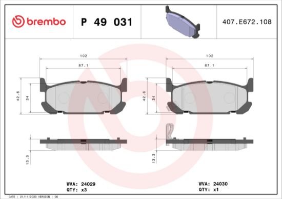 Obrázok Sada brzdových platničiek kotúčovej brzdy BREMBO  P56015