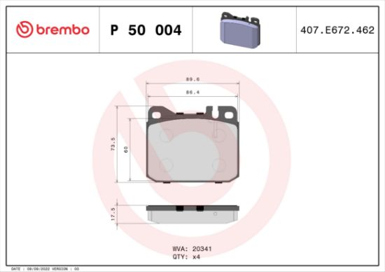 Obrázok Sada brzdových platničiek kotúčovej brzdy BREMBO  P50004