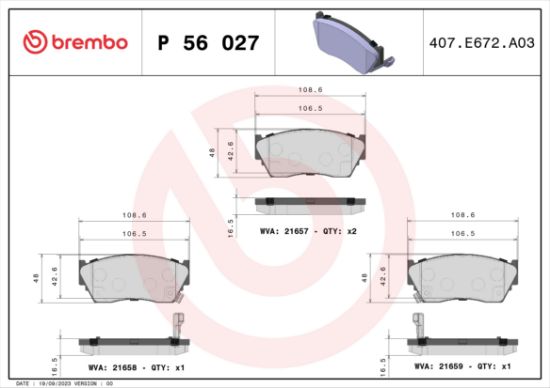 Obrázok Sada brzdových platničiek kotúčovej brzdy BREMBO  P56027