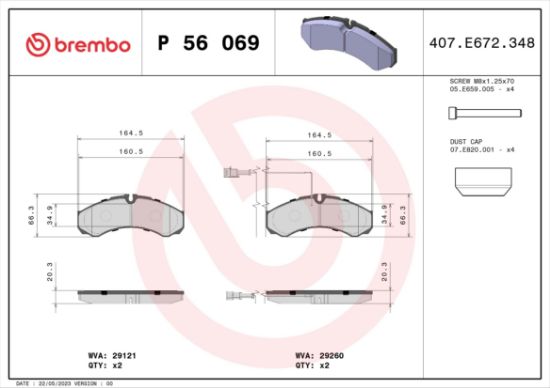 Obrázok Sada brzdových platničiek kotúčovej brzdy BREMBO  P56069