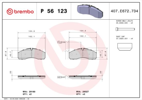 Obrázok Sada brzdových platničiek kotúčovej brzdy BREMBO  P56123