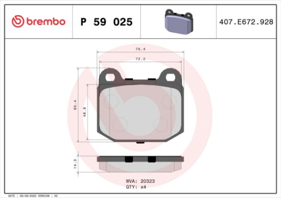 Obrázok Sada brzdových platničiek kotúčovej brzdy BREMBO  P59025