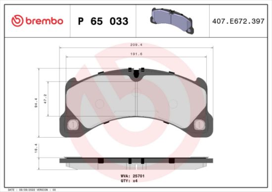 Obrázok Sada brzdových platničiek kotúčovej brzdy BREMBO  PA3001