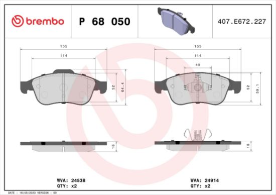 Obrázok Sada brzdových platničiek kotúčovej brzdy BREMBO DIRECTIONAL BRAKE PADS P68050