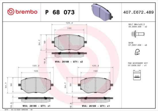 Obrázok Sada brzdových platničiek kotúčovej brzdy BREMBO DIRECTIONAL BRAKE PADS P68073