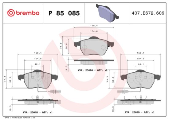 Obrázok Sada brzdových platničiek kotúčovej brzdy BREMBO DIRECTIONAL BRAKE PADS P85085