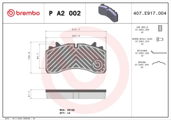 Obrázok Sada brzdových platničiek kotúčovej brzdy BREMBO  PA2002