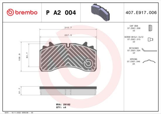Obrázok Sada brzdových platničiek kotúčovej brzdy BREMBO  PA2004